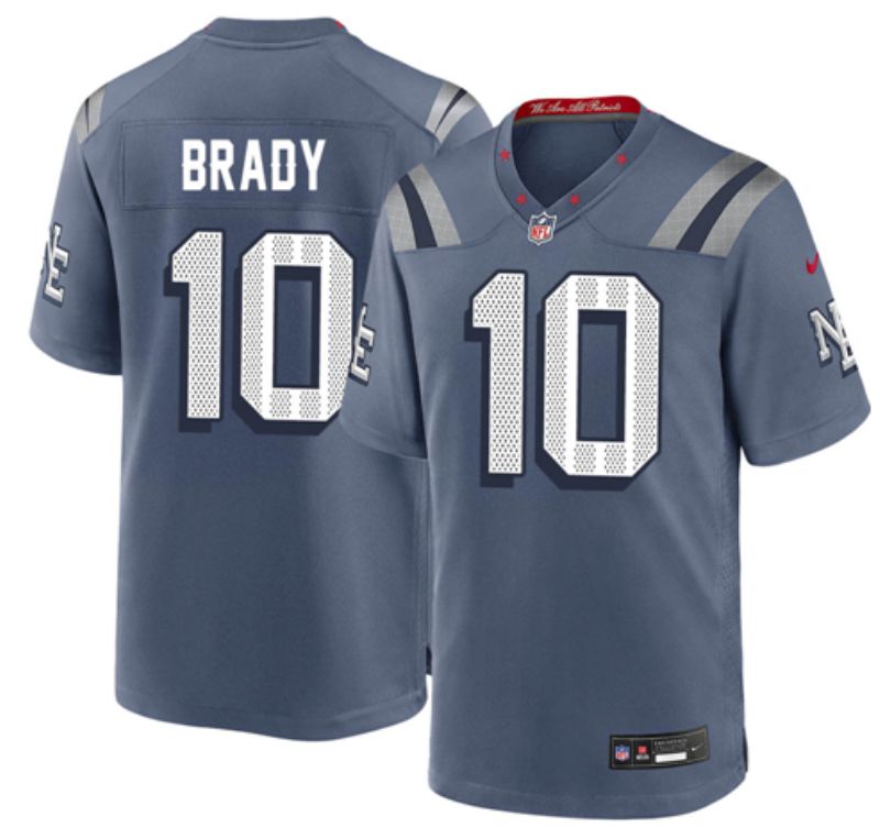 Men 2025 New England Patriots #10 Brady blue 5th generation Throwback Nike Limited NFL Jersey style 001